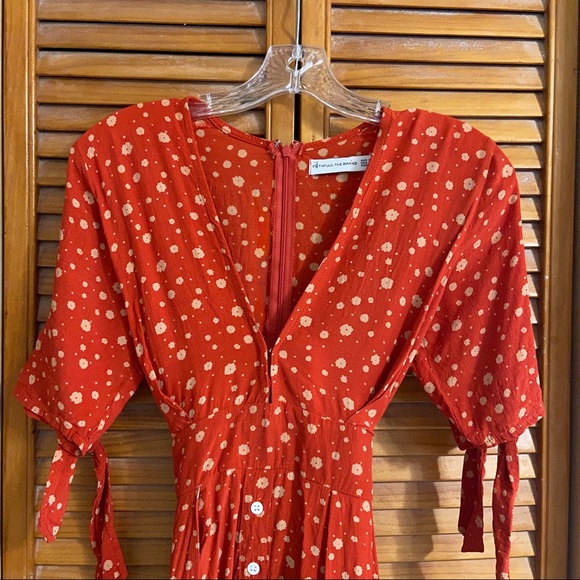 Faithfull Birgit Dress Floral Red Blue Bell Cherry - Picture 5 of 8